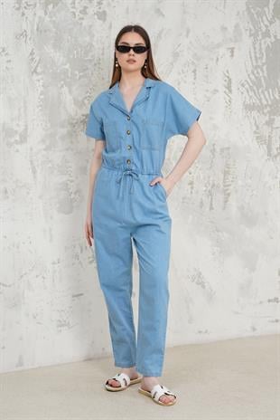 BELİ AYARLANABİLİR DENİM TULUM