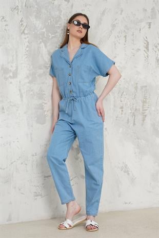 BELİ AYARLANABİLİR DENİM TULUM