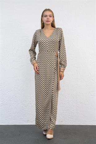 Deri Aksesuarlı V Yaka Tulum