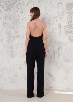 Sırt Dekolteli Siyah Abiye Elbise