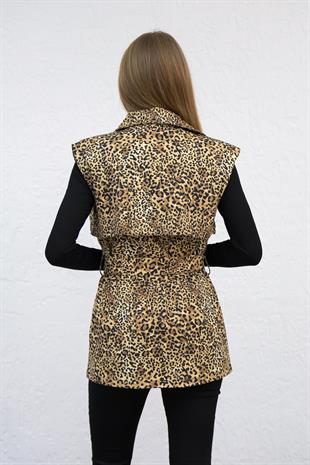 Leopar Desenli Yelek