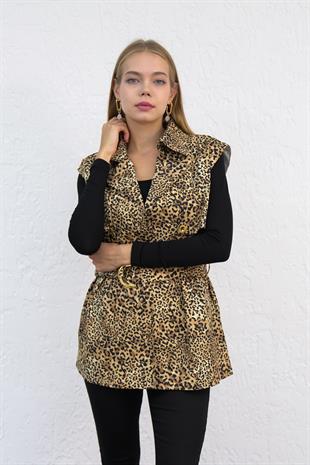 Leopar Desenli Yelek