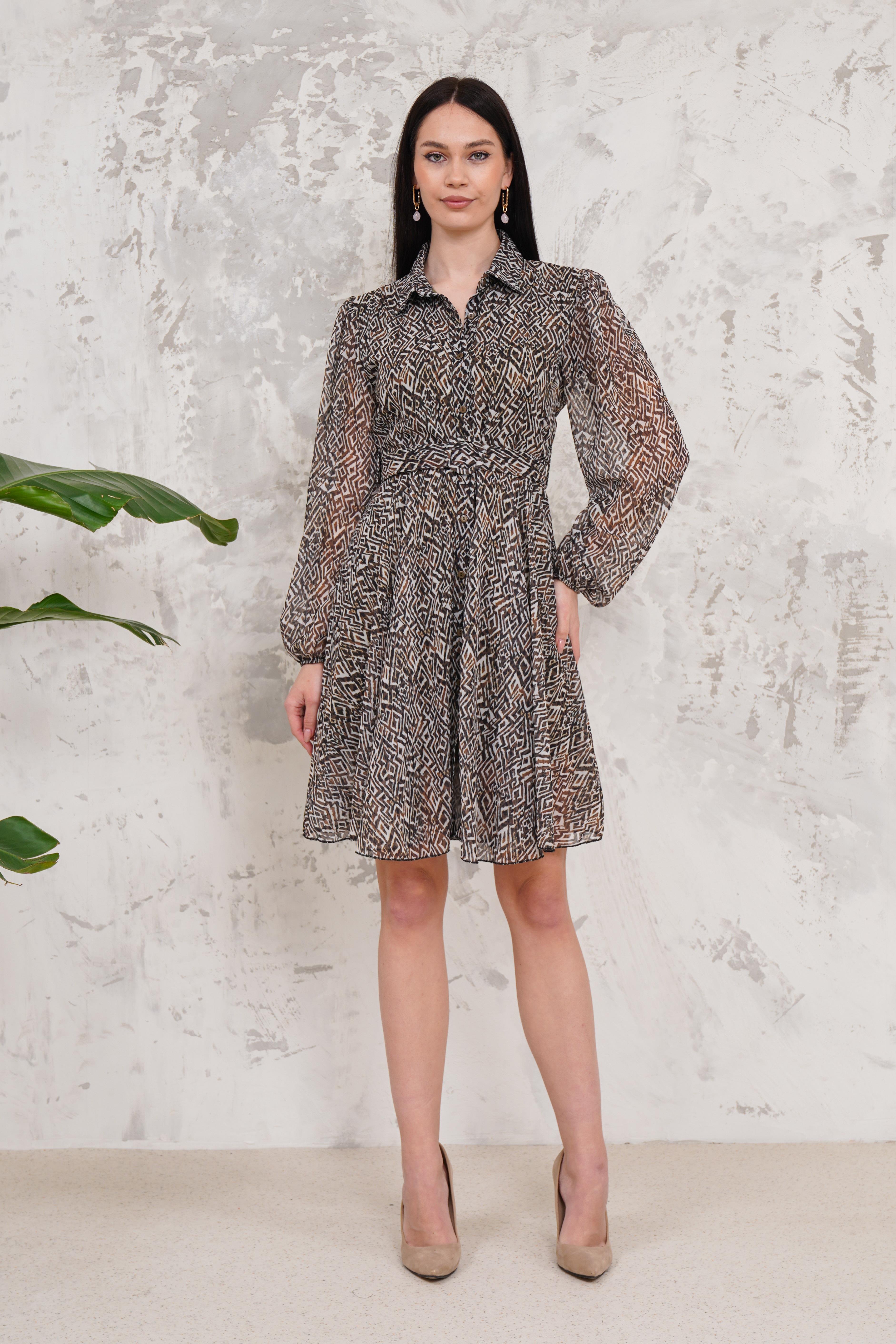 Düğmeli Yeşil Mini Elbise