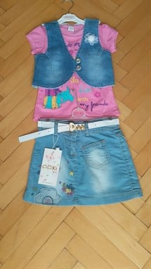 Ciciki Etek ve Yelek kombine KOT takım elbise 2/6 Yaş ( PEMBE )