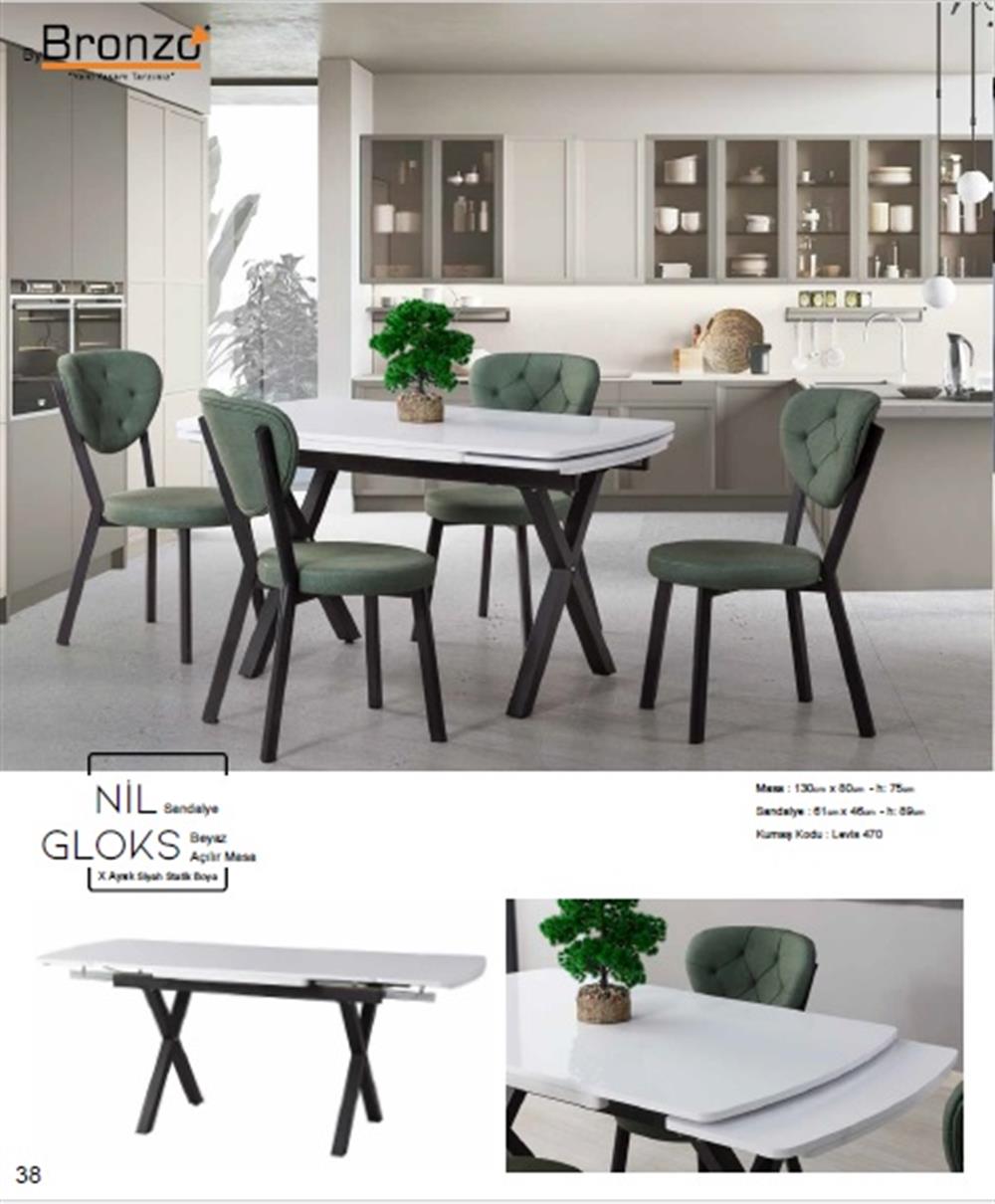 Bronzo NİL Sandalye - GLOKS Beyaz Açılır MasaTakımı, gri mermer masa  takımı, yemek masası takımı, emek masası özellikleri,, yemek masası  çeşitleri, Mutfak masası çeşitleri, Mutfak masası renkleri, Yemek masası  fiyatları, kütük yemek