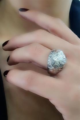 925 ayar Gümüş Bombeli Tasarım Bohem Yüzük 