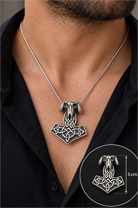 925 ayar Gümüş Koç başı viking thor cekic tasarım kolye