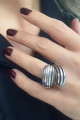 925 ayar Gümüş Tasarım Bombeli Tarz Yüzük