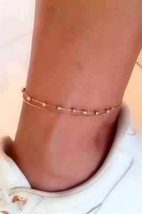 925 ayar Gümüş Üzerine Rose Altın Kaplama Trend dorika detaylı halhal 