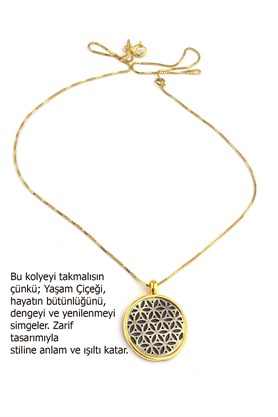 925 ayar Gümüş Üzerine Tasarım Yaşam Çiçeği Kolye 