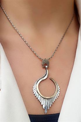 925ayar Gümüş El İşi Tasarım Kolye zincir