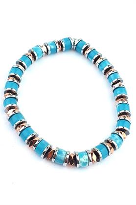 Aquamarin ve Hematit taşlı Tasarım El işi Doğal taş bileklik 