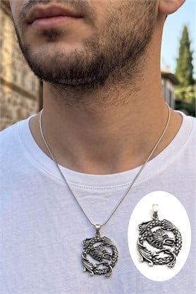 Ejderha Figürlü 925 ayar Gümüş Tasarım kolye ucu 