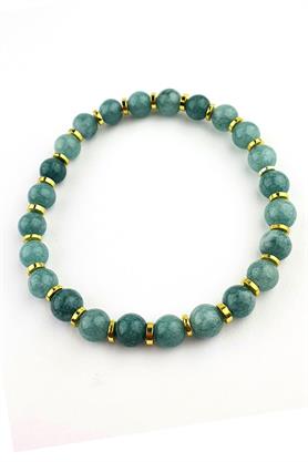 Hematit Taş Detaylı Aquamarin Taşlı El işi Doğal Taş Bileklik 