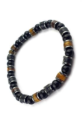 Kaplan gözü Oniks Hematit taşlı Tasarım Doğal Taş bileklik