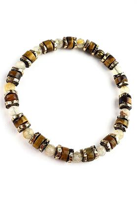 Kaplan gözü sitrin ve Hematit Taşlı El işi Tasarım doğal taş bileklik