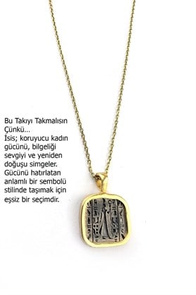 Osevia 925 ayar Gümüş Üzerine Altın Kaplama  Antik Mısır Tanrıçası İsis Hiyeroglif Vintage şans kolyesi 