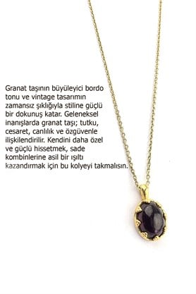 Osevia Granat Taşlı 925 ayar Gümüş Üzerine Altın Kaplama Vintage kolye 