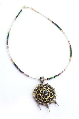 Osevia Turmalin Taşlı 925ayar Gümüş Tasarım Otantik kolye 