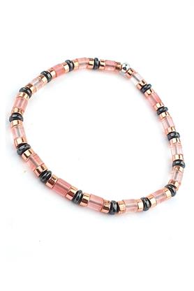 Pembe Turmalin Taşlı Hematit Taş Detaylı Tasarım Doğal Taş bileklik 