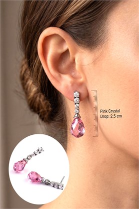 Pembe zirkon Taş Detaylı 925 ayar Gümüş İtalyan Tasarımı Trend Küpe 