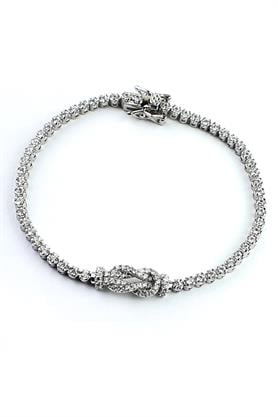 Pırlanta Parlaklığında Zirkon Taşlı İtalyan Tasarımı 925ayar Gümüş Aşk Düğümü Su Yolu Bileklik