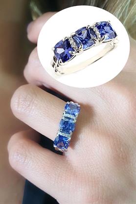 Sky Diamond purple Tanzanit Taşlı 925ayar Gümüş Tasarım tria baget yüzük 
