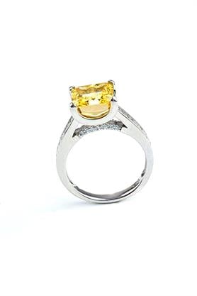 Sky Diamond Yellow Sitrin Taşlı 925ayar Gümüş Üzerine Altın Kaplama Ice cut kesim tek taş yüzük