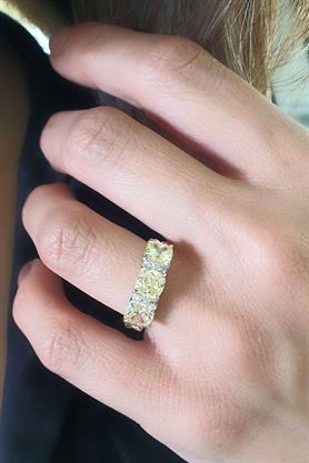 Sky Diamond Yellow Sitrin Taşlı 925ayar Gümüş Tasarım tria baget yüzük