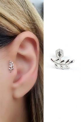 Yaprak figürlü 925ayar Gümüş Tragus Helix Kikirdak piercing 