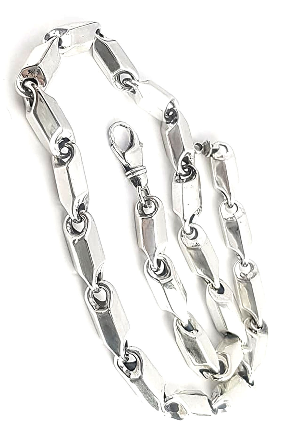 İtalyan tasarımı gümüş erkek zincir kolye - OSESHOP