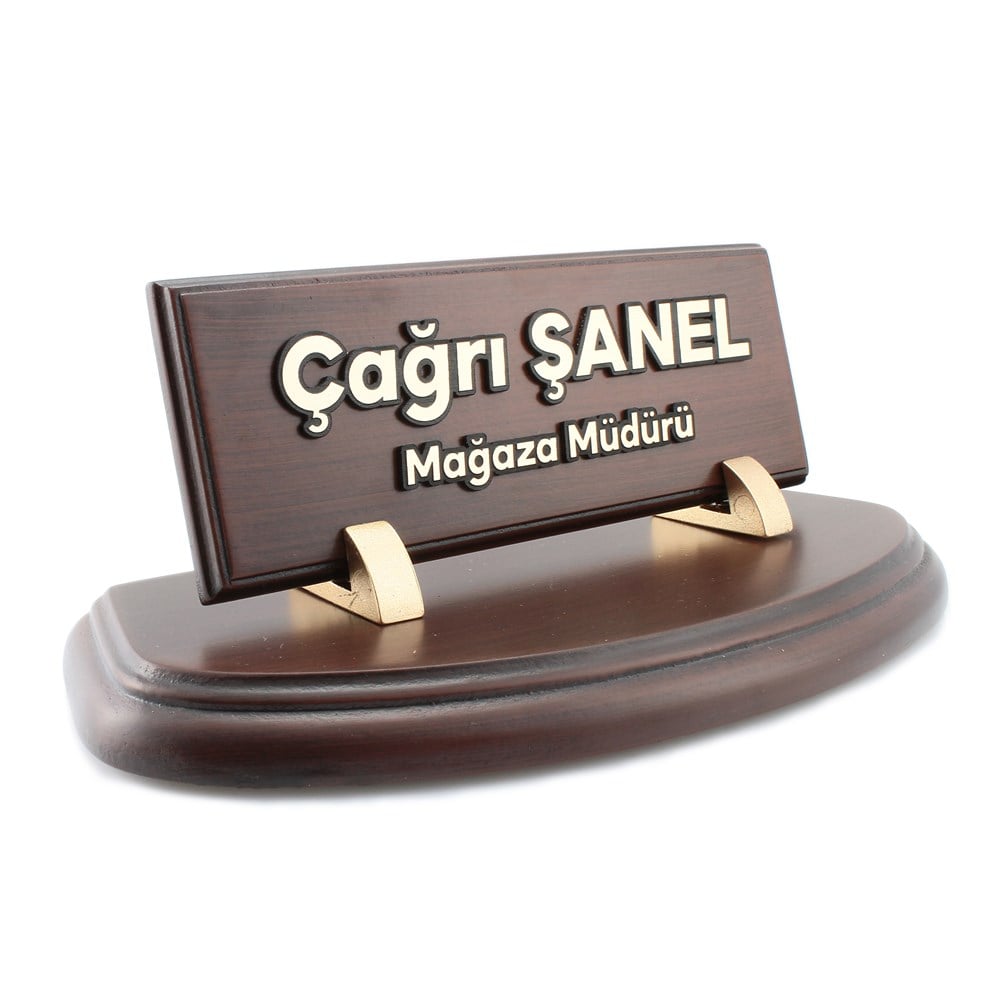 YARIM OVAL AHŞAP MASA İSİMLİĞİ