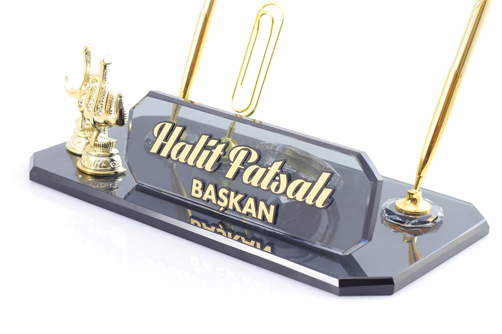 HİLAL AYETLİ KRİSTAL MASA İSİMLİĞİ