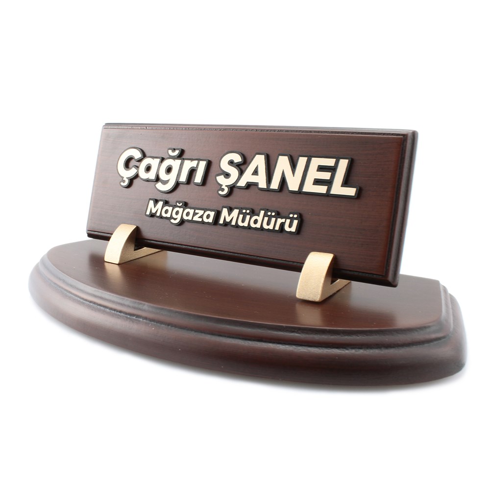 YARIM OVAL AHŞAP MASA İSİMLİĞİ