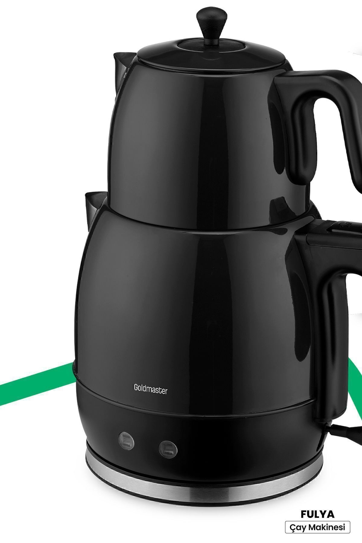 Fulya Siyah 30 Bardaklık Geniş Kapasiteli 2200 Watt Paslanmaz Çelik Çay Makinesi Ve Su Isıtıcısı
