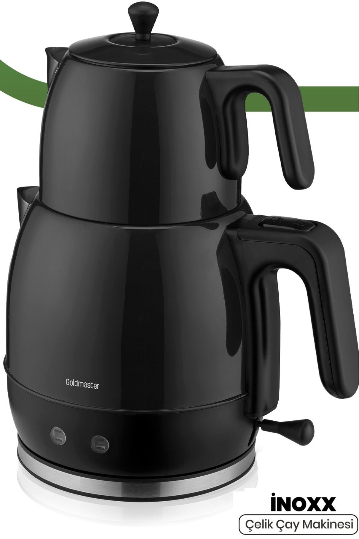 Inoxx Siyah 30 Bardaklık Geniş Kapasiteli 2200 Watt Paslanmaz Çelik Çay Makinesi Ve Su Isıtıcısı