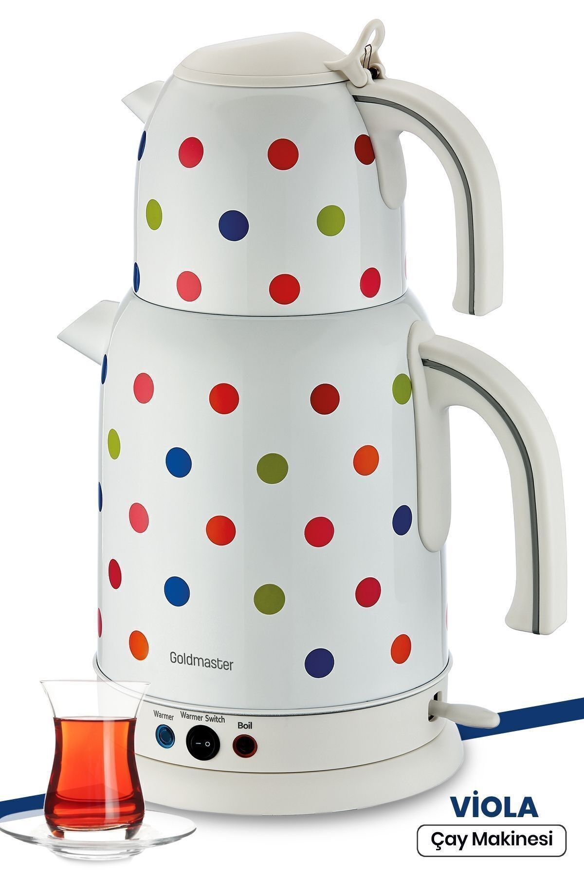 Viola 2200 Watt Puantiye Tasarımlı Paslanmaz Çelik Çay Makinesi Ve Su Isıtıcısı