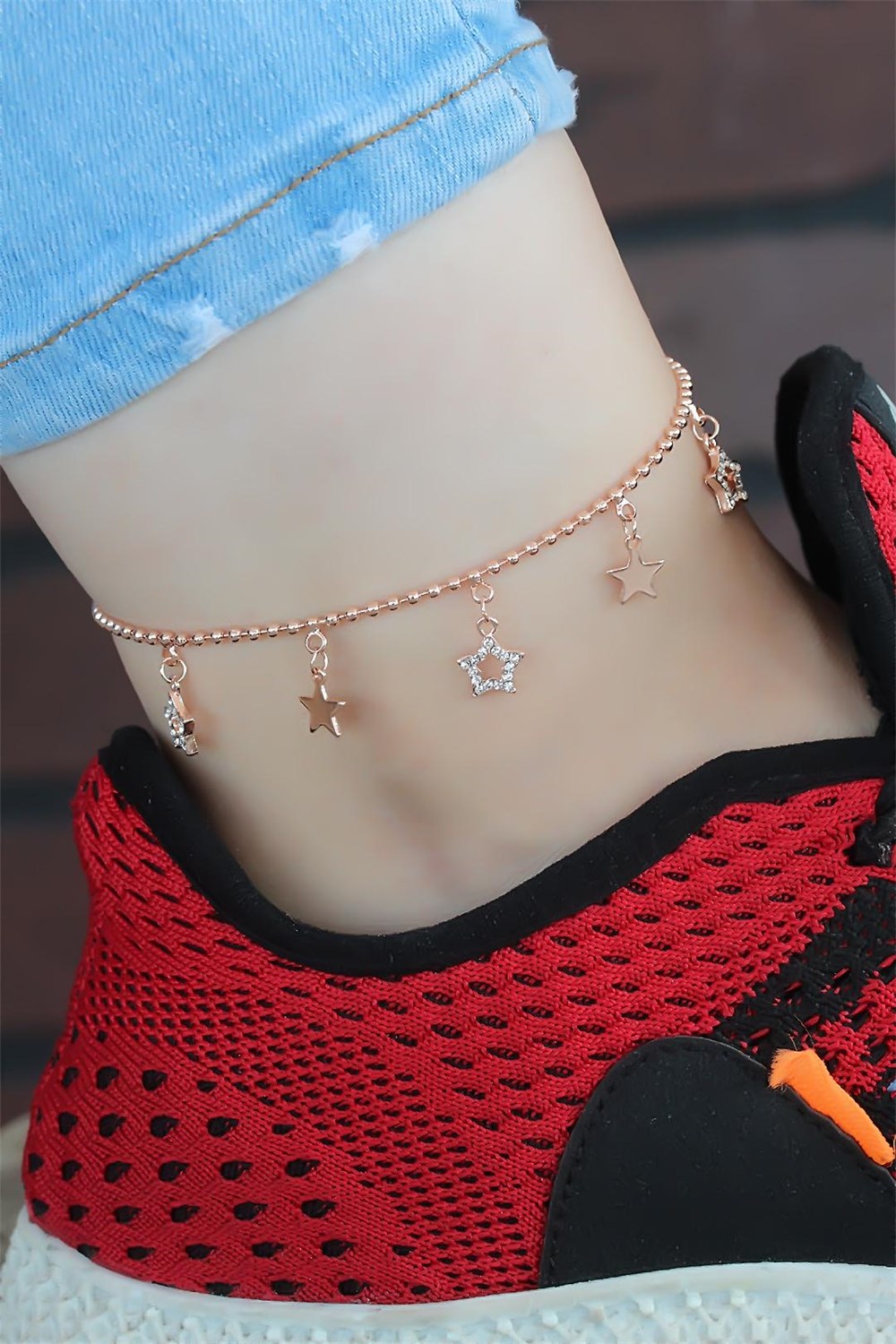  Zirkon Taşlı Rose Renk Kaplama Yıldızlı Hal Hal