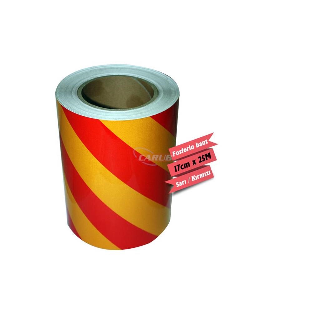 Fosforlu Bant Çapraz 17cmx25M Sarı-Kırmızı