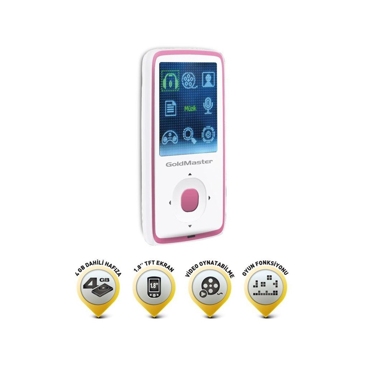 Goldmaster MP4-494 4GB 1.8 Ekran + Ses Kayıt + Oyun MP3/MP4 Çalar