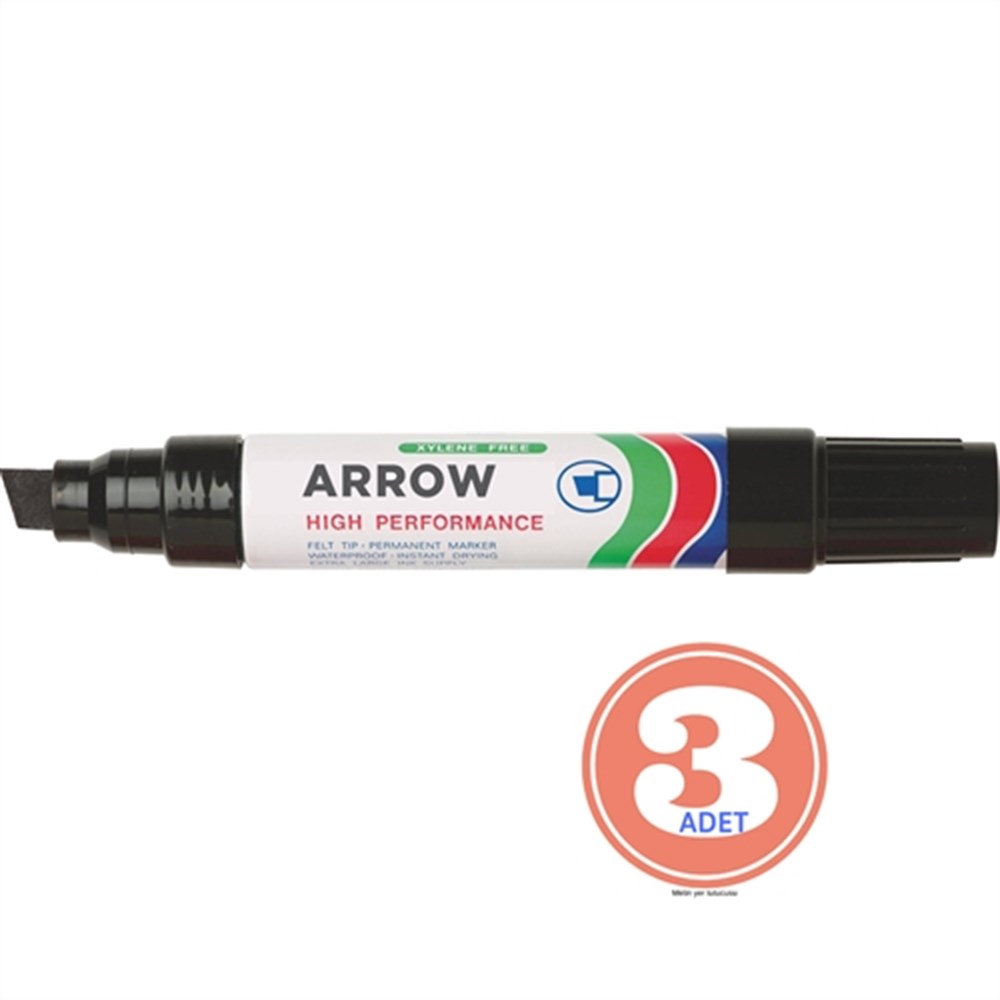 MasterCare Arrow 3 Adet Kesik Uç Premium Siyah Koli Kalemi 427667