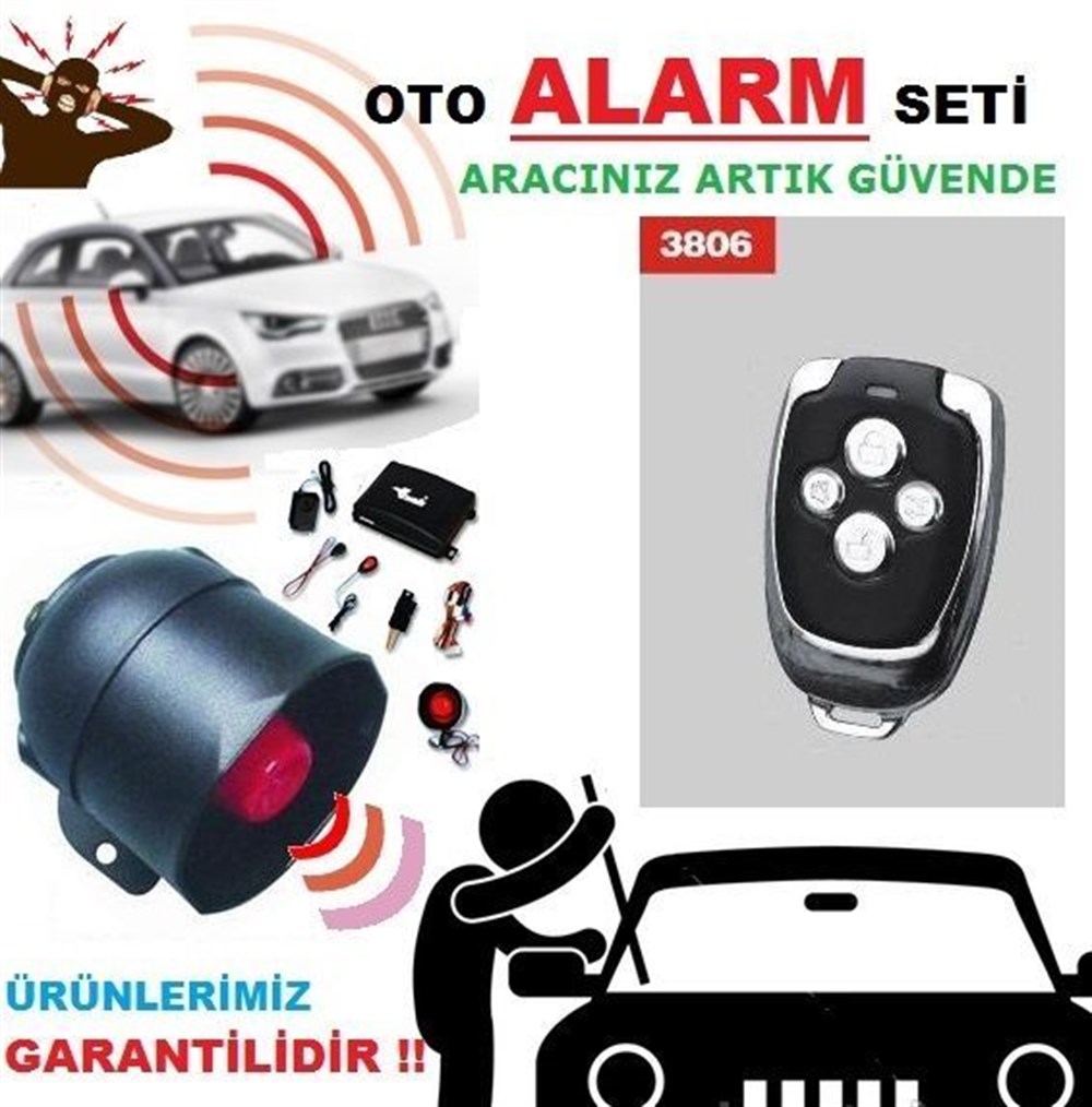 OTO ALARMI KOMPLE SET 12V  KUMANDA MODELi: 3806