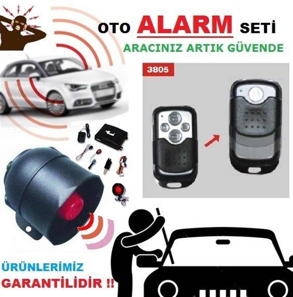 OTO ALARMI KOMPLE SET 12V  KUMANDA MODELi: 3805