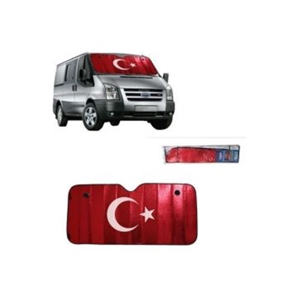 OTO CAM ÖN GÜNESLiK METALiZE BALONLU TÜRK BAYRAKLI 70*140 NiKEL