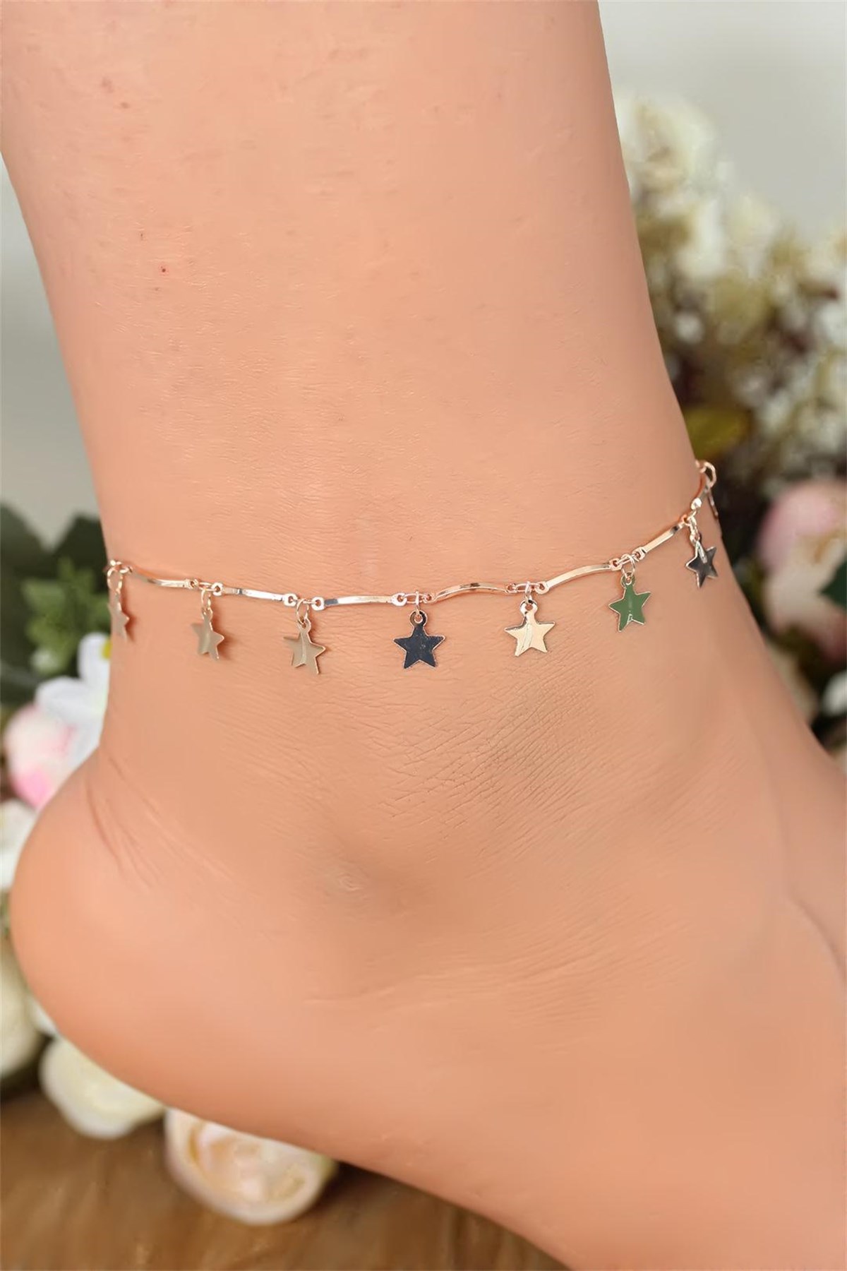 Rose Renk Zincirli Yıldız Figür Metal Aksesuarlı Hal Hal
