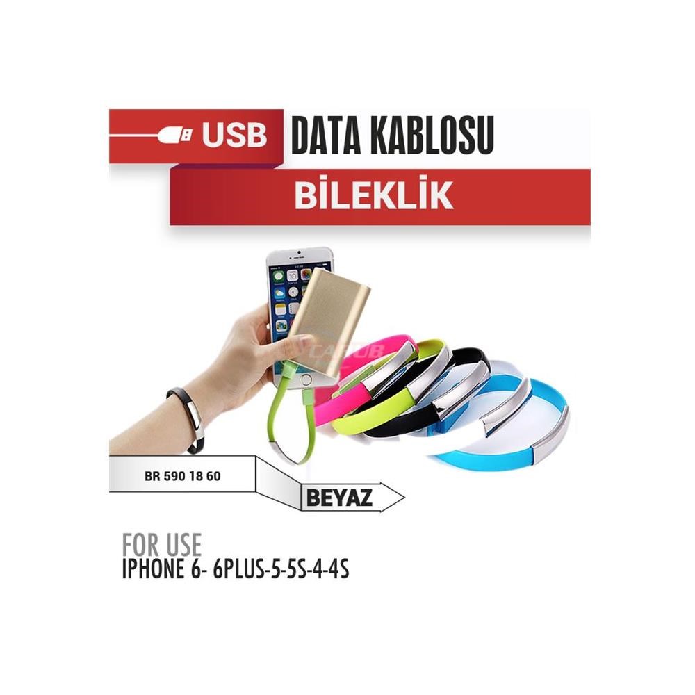 Şarj USB Data Bileklik 12V Iph5-5S-6 Beyaz