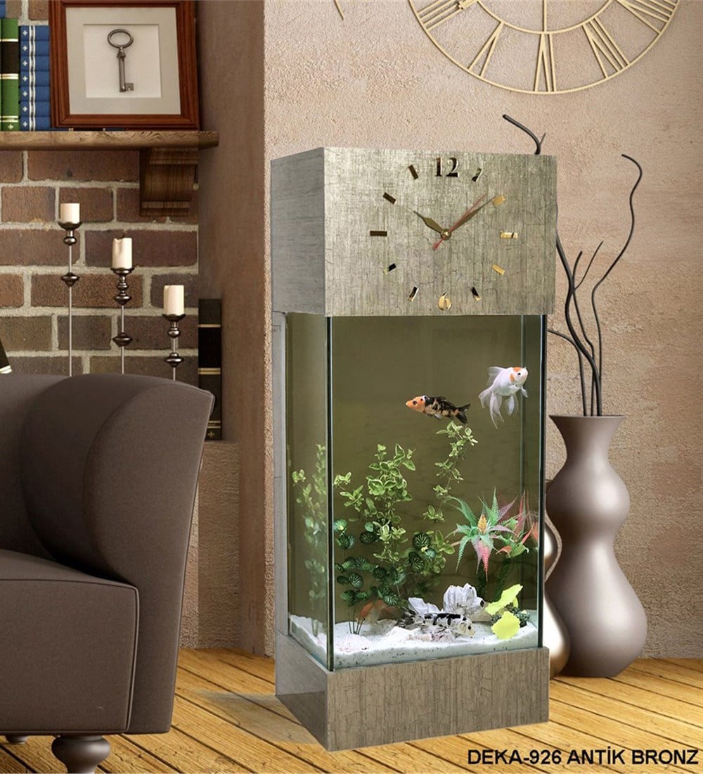 Led ışıklı Saat Kule Akvaryum Deka-926 antik bronz