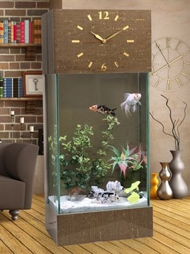 Led ışıklı Saat Kule Akvaryum deka-kahve
