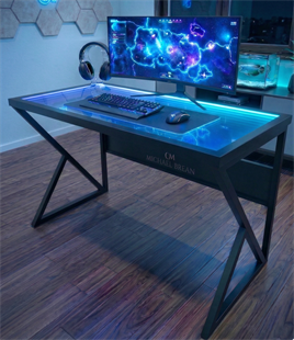 Michael Brean Luxury Edition Cam Yüzey Ledli Oyuncu Masası