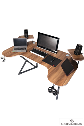 Özel Joystick Tasarım Oyuncu Masası 160 Cm Bardaklık Ve Kulaklık Tutucu Hediye Ahşap